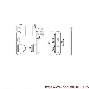 Ami VHB 250/15 KT senioren veiligheidslangschild SKG*** kerntrekbeveiliging Archi Design ovaal omkeer VHB 250/50/1 KT 72 omkeer deurduwer 90/83 rechts en zonder deurkruk Irox deurdikte 38-42 mm - A10901124 - afbeelding 2