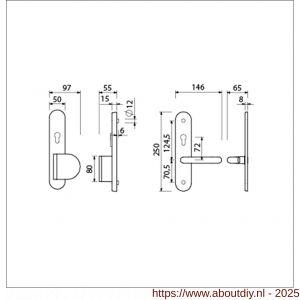 Ami VHB 250/15 KT senioren veiligheidslangschild SKG*** kerntrekbeveiliging Archi Design ovaal omkeer VHB 250/50/1 KT 72 omkeer deurduwer 90/83 links en deurkruk 356 Irox deurdikte 38-42 mm - A10901127 - afbeelding 2