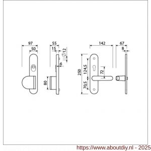 Ami VHB 250/15-90/83-378 KT senioren veiligheids Rotaveer duwer-kruk langschildgarnituur SKG*** kerntrekbeveiliging omkeer Archi Design VHB 250/15 KT 72 omkeer deurduwer 90/83 links en deurkruk 378 Rota Irox 2 GTS deursikte - A10901103 - afbeelding 2