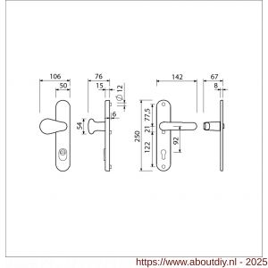 Ami VHB 250/15-173-378 KT veiligheids Rotaveer knop-kruk langschildgarnituur SKG*** kerntrekbeveiliging VHB knop 173 Varo en deurkruk 378 Rota 250/15 buiten kerntrek KT 92 binnen profielcilinder PC 92 Irox deurdikte 38-42 mm - A10901303 - afbeelding 1