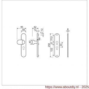 Ami VHB 250/50/1-145 veiligheidsvoordeur-knoplangschildgarnituur SKG*** ovaal VHB 250/50/1 profielcilinder PC 72 Varo knop 145 en zonder deurkruk F1 deurdikte 38-42 mm - A10901044 - afbeelding 2