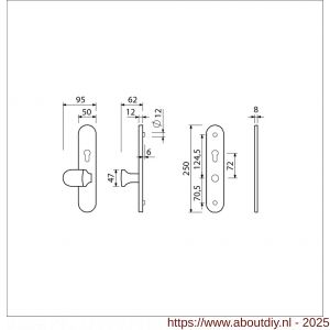 Ami VHB 250/50/1-145 senioren veiligheidsvoordeur-knoplangschildgarnituur SKG** ovaal omkeer VHB 250/50/1 profielcilinder PC 72 omkeer Varo knop 145 en zonder deurkruk F1 deurdikte 38-42 mm 2G - A10900859 - afbeelding 2