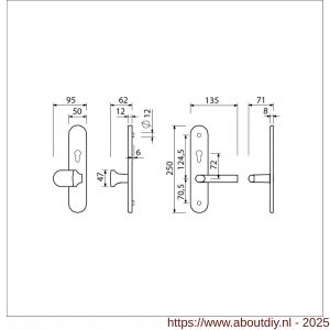Ami VHB 250/50/1-145 senioren veiligheidsvoordeur-knoplangschildgarnituur SKG** ovaal omkeer VHB 250/50/1 profielcilinder PC 72 omkeer Varo knop 145 en deurkruk 369 F1 deurdikte 38-42 mm 2G - A10900858 - afbeelding 2