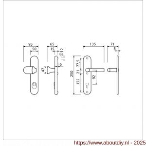 Ami VHB 250/50/1-145 veiligheidsvoordeur-knoplangschildgarnituur SKG*** ovaal VHB 250/50/1 profielcilinder PC 92 Varo knop 145 en deurkruk 369 F1 deurdikte 53-57 mm - A10901047 - afbeelding 2