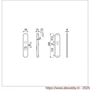 Ami VHB 250/15 KT veiligheidslangschild SKG*** kerntrekbeveiliging ovaal VHB 250/50/15 buiten KT 55 en binnen blind F1 deurdikte 53-57 mm - A10901469 - afbeelding 2