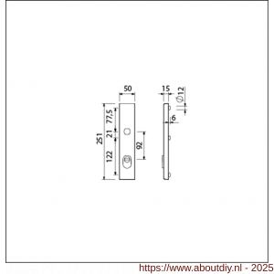 Ami VHB 250/15 KT veiligheidslangschild SKG*** kerntrekbeveiliging ovaal VHB 250/50/15 buiten KT 92 en binnen profielcilinder PC 92 F1 deurdikte 53-57 mm - A10901475 - afbeelding 2