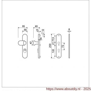 Ami VHB 250/15-145 KT veiligheids knop-kruk langschildgarnituur SKG*** kerntrekbeveiliging ovaal VHB 250/50/15 KT 72 knop 145 zonder deurkruk profielcilinder PC 72 F1 deurdikte 38-42 mm - A10901252 - afbeelding 2