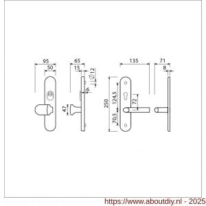 Ami VHB 250/15-145 KT senioren veiligheids knop-kruk langschildgarnituur SKG*** kerntrekbeveiliging ovaal omkeer VHB 250/50/15 KT 72 omkeer knop 145 en deurkruk 369 F1 deurdikte 38-42 mm 2G - A10901259 - afbeelding 2