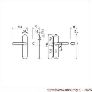 Ami VHB 250/50/1-386 veiligheids Rotaveer kruk-kruk langschildgarnituur SKG*** ovaal VHB 386 Rota 250/50/1 blind profielcilinder PC 72 F1 deurdikte 38-42 mm - A10901228 - afbeelding 2