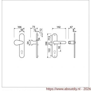 Ami VHB 250/50/1-173-378 veiligheids Rotaveer knop-kruk langschildgarnituur SKG*** ovaal VHB knop 173 250/50/1 buiten en binnen profielcilinder PC 92 deurkruk 378 Rota F1 deurdikte 53-57 mm - A10901290 - afbeelding 2