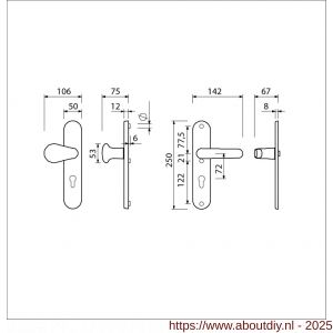 Ami VHB 250/50/1-173-378 veiligheids Rotaveer kruk-kruk langschildgarnituur SKG*** ovaal VHB deurkruk 173/378 Rota 250/50/1 profielcilinder PC 72 F1 deurdikte 38-42 mm - A10900920 - afbeelding 2
