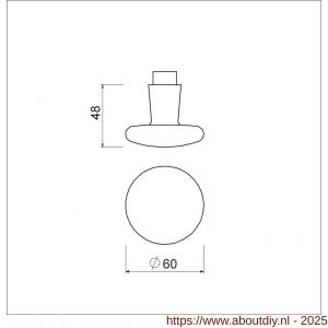 Ami 160/50 knopkruk aluminium deurdikte 38-42 mm zmm wart RAL 9005 structuur finish - A10900403 - afbeelding 2