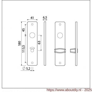Ami 180/41 RH kortschild aluminium rondhoek toilet- en badkamersluiting WC 8/63 mm zwart RAL 9005 structuur finish - A10900588 - afbeelding 2