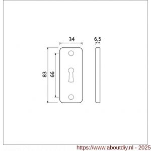 Ami 4 RH sleutelrozet aluminium rechthoek sleutelgat SLG zwart - A10900485 - afbeelding 2