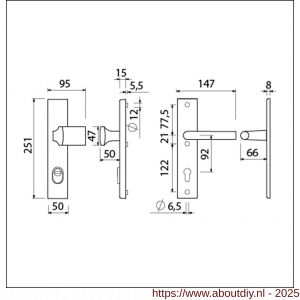 Ami VHB 251/15-144 KT veiligheidsvoordeur-knoplangschildgarnituur SKG*** kerntrekbeveiliging VHB 251/15 KT 92 knop 144 en deurkruk 374 profielcilinder PC 92 zwart RAL 9005 structuur finish deurdikte 38-42 mm R9005Str - A10901268 - afbeelding 2