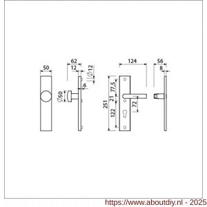 Ami VHB 251/50-169/50 veiligheidsvoordeur-knoplangschildgarnituur SKG*** VHB 251/50 knop 169/50 buiten blind binnen profielcilinder PC 72 en deurkruk 332 F2 deurdikte 38-42 mm - A10901086 - afbeelding 2