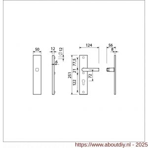 Ami VHB 251/50 veiligheidslangschild SKG*** VHB 251/50 buiten blind binnen profielcilinder PC 72 met deurkruk 332 F1 deurdikte 38-42 mm - A10901400 - afbeelding 2