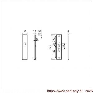 Ami VHB 251/50 veiligheidslangschild SKG*** VHB 251/50 buiten blind binnen profielcilinder PC 55 F1 deurdikte 53-57 mm - A10901395 - afbeelding 2