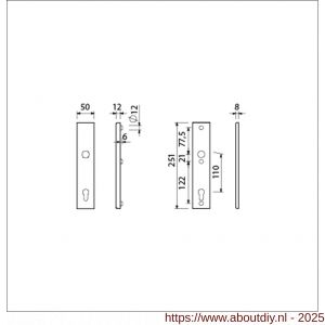Ami VHB 251/50 veiligheidslangschild SKG*** VHB 251/50 buiten en binnen profielcilinder PC 110 F1 deurdikte 38-42 mm - A10901424 - afbeelding 2
