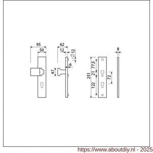 Ami VHB 251/50-144 veiligheidsvoordeur-knoplangschildgarnituur SKG*** VHB 251/50 profielcilinder PC 72 knop Varo 144 F1 profielcilinder PC 72 en zonder deurkruk deurdikte 53-57 mm - A10901063 - afbeelding 2