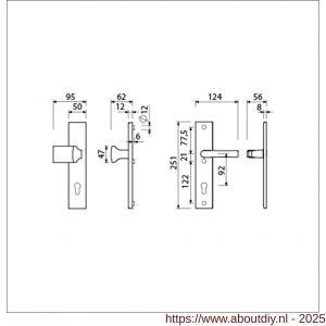 Ami VHB 251/50-144 veiligheidsvoordeur-knoplangschildgarnituur SKG*** VHB 251/50 profielcilinder PC 92 knop Varo 144 F1 profielcilinder PC 92 en deurkruk 332 M6 deurdikte 38-42 mm - A10901065 - afbeelding 2