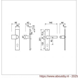 Ami VHB 251/50-144 veiligheidsvoordeur-knoplangschildgarnituur SKG*** VHB 251/50 profielcilinder PC 92 knop Varo 144 F1 profielcilinder PC 92 en deurkruk 379 Rota deurdikte 38-42 mm - A10901064 - afbeelding 2