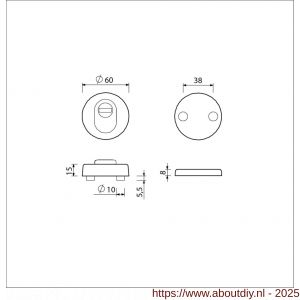 Ami VHB rond rozet KT veiligheidsrozet SKG*** VHB rozet rond buiten 15 mm KT binnen blind F1 deurdikte 38-42 mm - A10901550 - afbeelding 2
