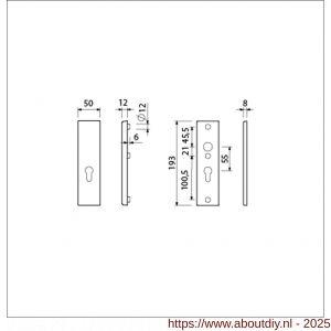 Ami VHB 193/50 veiligheidskortschild SKG*** VHB 193/50 buiten zonder krukgat profielcilinder PC 55 binnen profielcilinder PC 55 F1 deurdikte 38-45 - A10901357 - afbeelding 2