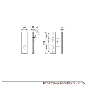Ami VHB 193/50 veiligheidskortschild SKG*** VHB 193/50 buiten zonder krukgat profielcilinder PC 72 binnen profielcilinder PC 72 F1 deurdikte 38-45 - A10901358 - afbeelding 2