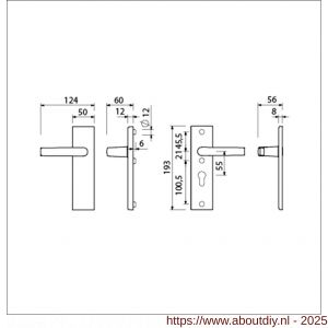 Ami VHB 193/50 veiligheidskortschild SKG*** VHB 193/50 buiten blind binnen profielcilinder PC 55 met deurkruk 332 F1 deurdikte 38-42 mm - A10901351 - afbeelding 2