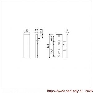 Ami VHB 193/50 veiligheidskortschild SKG*** VHB 193/50 buiten geheel blind binnen profielcilinder PC 72 F2 deurdikte 38-42 mm - A10901369 - afbeelding 2