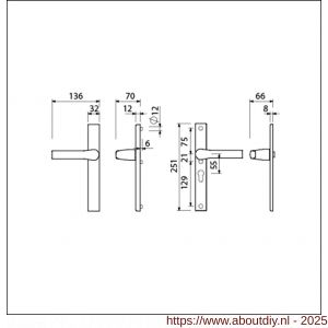 Ami VHB 251/32-379 veiligheids Rotaveer kruk-kruk smalschildgarnituur SKG** VHB deurkruk 379 Rota 251/32 blind F1 en deurkruk 379 Rota 251/32 profielcilinder PC 55 deurdikte 53-57 mm - A10900886 - afbeelding 2