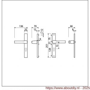 Ami VHB 251/32-379 veiligheids Rotaveer kruk-kruk smalschildgarnituur SKG** VHB deurkruk 379 Rota 251/32 profielcilinder PC 72 F1 en deurkruk 379 Rota 251/32 profielcilinder PC 72 deurdikte 53-57 mm - A10900890 - afbeelding 2