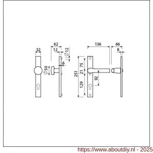 Ami VHB 251/32-169/50-379 veiligheids Rotaveer knop-kruk smalschildgarnituur SKG** VHB 251/32 profielcilinder PC 92 knop 169/50 F1 en deurkruk 379 Rota 251/32 profielcilinder PC 92 deurdikte 53-57 mm - A10900874 - afbeelding 2
