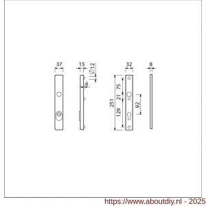 Ami VHB 251/37 KT veiligheidssmalschild SKG*** kerntrekbeveiliging VHB 251/37 buiten kerntrek KT 92 en 251/32 binnen profielcilinder PC 92 F1 deurdikte 53-57 mm - A10901626 - afbeelding 2