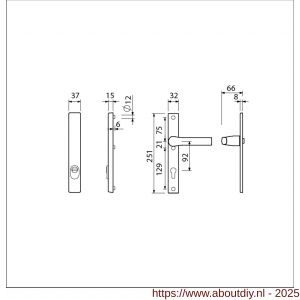 Ami VHB 251/37-379 KT veiligheids Rotaveer kruk-kruk smalschildgarnituur SKG*** kerntrekbeveiliging VHB 251/37 zonder krukgat KT 92 F1 en deurkruk en 379 Rota 251/32 profielcilinder PC 92 deurdikte 53-57 mm - A10901623 - afbeelding 2