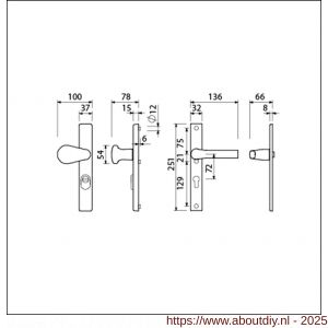 Ami VHB 251/37-173-379 KT veiligheids Rotaveer knop-kruk smalschildgarnituur SKG*** kerntrekbeveiliging VHB knop 173 Rota 251/37 KT 72 F1 en deurkruk 379 Rota 251/32 profielcilinder PC 72 deurdikte 53-57 mm - A10901762 - afbeelding 2