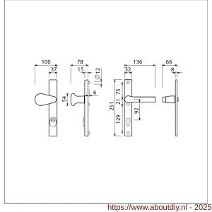 Ami VHB 251/37-173-379 KT veiligheids Rotaveer knop-kruk smalschildgarnituur SKG*** kerntrekbeveiliging VHB knop 173 Rota 251/37 KT 92 F1 en deurkruk 379 Rota 251/32 profielcilinder PC 92 deurdikte 53-57 mm - A10901763 - afbeelding 2