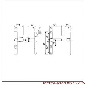 Ami VHB 251/37-166 KT veiligheids Rotaveer knop-kruk smalschildgarnituur SKG*** kerntrekbeveiliging VHB 251/37 KT 72 knop 166 rechts F1 en deurkruk 379 Rota 251/32 profielcilinder PC 72 deurdikte 53-57 mm - A10901612 - afbeelding 2