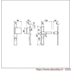 Ami VHB 251/37-90/80 KT veiligheids Rotaveer duwer-kruk smalschildgarnituur SKG*** kerntrekbeveiliging VHB 251/37 KT 55 deurduwer 90/80 rechts F1 en deurkruk 379 Rota 251/32 profielcilinder PC 55 deurdikte 53-57 mm - A10901274 - afbeelding 2