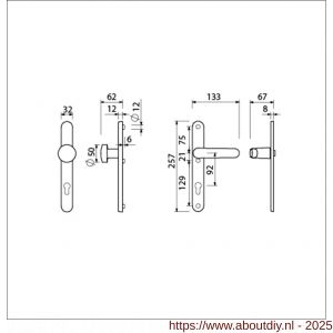 Ami VHB 257/32/2-169/50-378 veiligheids Rotaveer knop-kruk smalschildgarnituur SKG** ovaal VHB 257/32/2 profielcilinder PC 92 knop 169/50 F1 en deurkruk 378 Rota 257/32/2 profielcilinder PC 92 deurdikte 53-57 mm - A10900880 - afbeelding 2