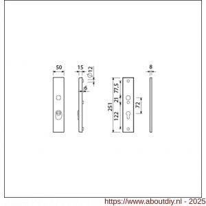 Ami VHB 251/15 KT veiligheidslangschild SKG*** kerntrekbeveiliging VHB 251/50/15 buiten KT 72 binnen profielcilinder PC 72 met deurkruk 332 F1 deurdikte 38-42 mm - A10901495 - afbeelding 1
