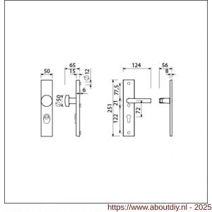 Ami VHB 251/15-169/50 KT veiligheidsvoordeur-knoplangschildgarnituur SKG*** kerntrekbeveiliging VHB 251/50/15 KT 72 knop 169/50 en deurkruk 332 profielcilinder PC 72 F1 deurdikte 38-42 mm - A10901340 - afbeelding 2