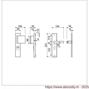 Ami VHB 251/15-90/80 KT veiligheidsvoordeur-duwerlangschildgarnituur SKG*** kerntrekbeveiliging VHB 251/50/15 KT 55 deurduwer 90/80 rechts en deurkruk 332 profielcilinder PC 55 F1 deurdikte 53-57 mm - A10901167 - afbeelding 2