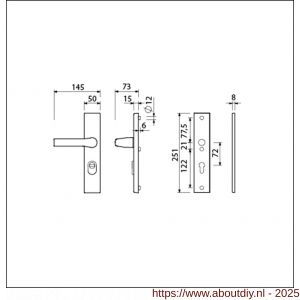Ami VHB 251/15-379 KT veiligheids Rotaveer kruk-kruk langschildgarnituur SKG*** kerntrekbeveiliging VHB 251/50/15 KT 72 Rota kruk 379 profielcilinder PC 72 F1 deurdikte 38-42 mm - A10901234 - afbeelding 2