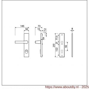 Ami VHB 251/15-379 KT veiligheids Rotaveer kruk-kruk langschildgarnituur SKG*** kerntrekbeveiliging VHB 251/50/15 KT 92 Rota kruk 379 profielcilinder PC 92 F1 deurdikte 38-42 mm - A10901236 - afbeelding 2