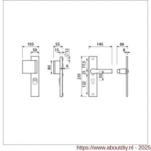 Ami VHB 251/15-90/80-379 KT veiligheids Rotaveer duwer-kruk langschildgarnituur SKG*** kerntrekbeveiliging VHB 251/50/15 KT 55 deurduwer 90/80 links en deurkruk 379 Rota profielcilinder PC 55 F1 deurdikte 38-42 mm - A10901140 - afbeelding 2