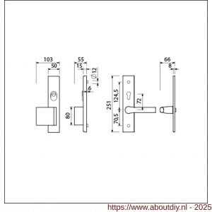 Ami VHB 251/15-90/80-379 KT senioren veiligheids Rotaveer duwer-kruk langschildgarnituur SKG*** kerntrekbeveiliging omkeer VHB 251/50/15 KT 72 omkeer deurduwer 90/80 links en deurkruk 379 Rota F1 deurdikte 53-57 mm - A10901154 - afbeelding 2