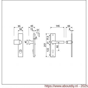 Ami VHB 251/15-144-379 KT veiligheids Rotaveer knop-kruk langschildgarnituur SKG*** kerntrekbeveiliging VHB 251/50/15 knop 144 KT 92 en Rota kruk 379 profielcilinder PC 92 F1 deurdikte 38-42 mm - A10901322 - afbeelding 2