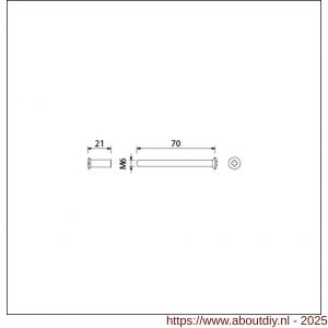 Ami patentbout compleet met huls RVS M6x70 mm schroef en huls RVS set 10 stuks - A10900213 - afbeelding 1